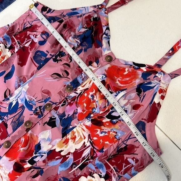 Torrid Blush Pink Fit & Floral Challis Stretch Camisole Top Sz 1 - Picture 5 of 9